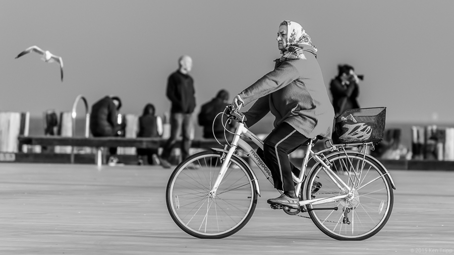 Lady on bike