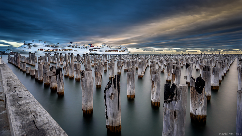 Princes Pier pylons and Station Pier in the background